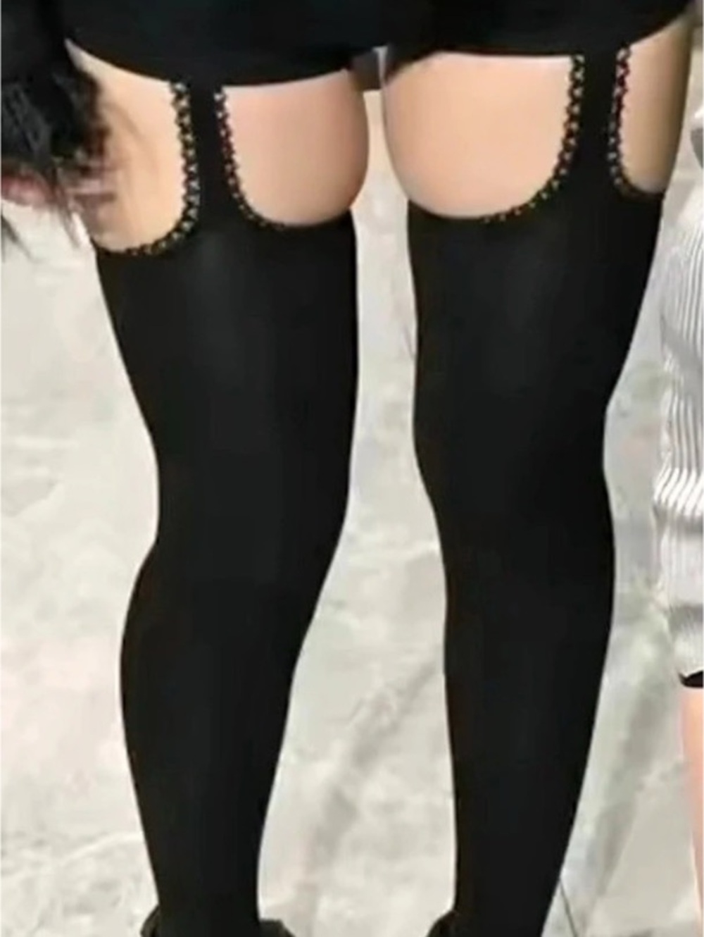 Black Lace Trim Tights